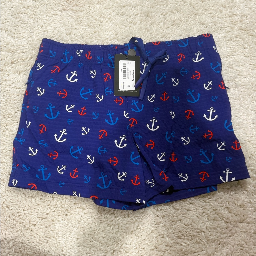 Nautical Anchor Print Men's Swim Shorts - Blue